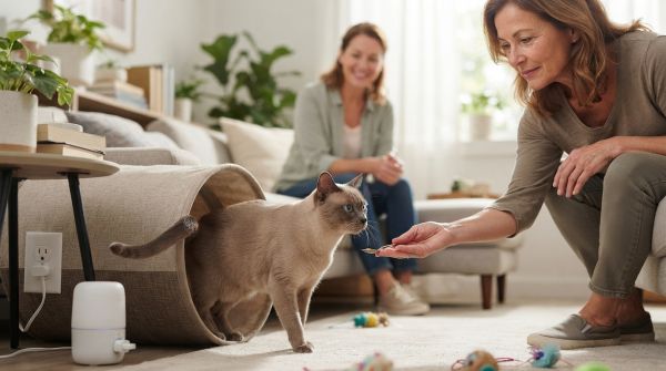 Comment gérer la peur des visiteurs chez un chat de race Tonkinese?